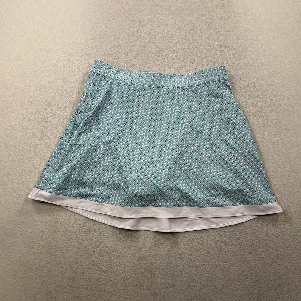 Peter Millar Skort Womens Large Teal Floral Sally Golf Stretch Built-In Shorts
